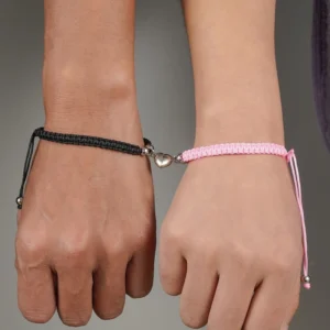 Handmade Heart Magnet Bracelet for Women Men Fashion Adjustable Braided Couple Bracelet Lovers Bestie Friendship Jewelry Sets