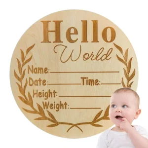 Baby Birth Announcement Sign Baby Arrival Sign Wood Welcome Board Hello World Baby Photography Prop Baby Shower Gifts To Record