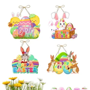 Easter Welcome Sign Wall Decor Door Signs Easter Decor Easter Bunny Egg Holiday Ornament Door Hanger Paper Spring Decor Front