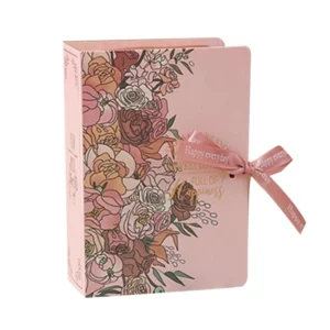 H7BF for Creative Book Gift Wrapping Box Wedding Holiday Chocolate Candy Gifts Packaging Box with Ribbon Kraft Paper Box