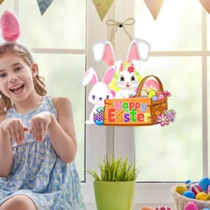 Easter Welcome Sign Wall Decor Door Signs Easter Decor Easter Bunny Egg Holiday Ornament Door Hanger Paper Spring Decor Front