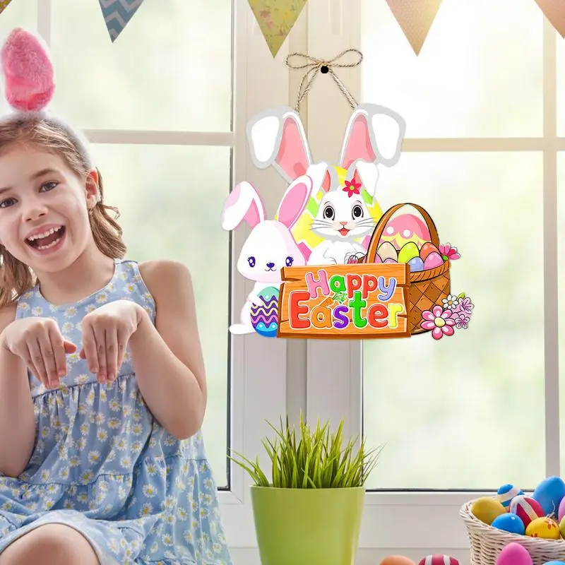 Easter Welcome Sign Wall Decor Door Signs Easter Decor Easter Bunny Egg Holiday Ornament Door Hanger Paper Spring Decor Front