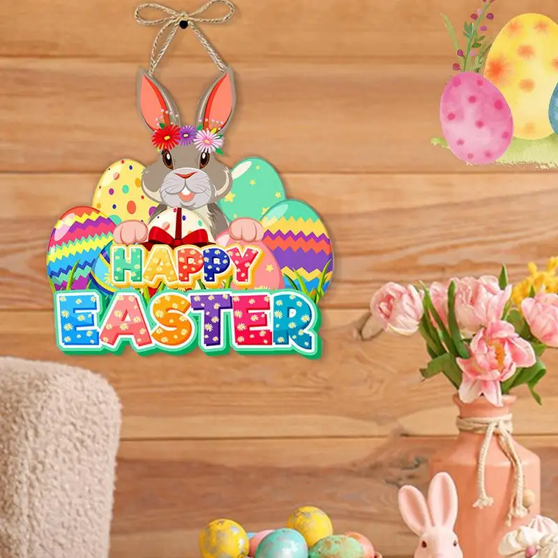 Easter Welcome Sign Wall Decor Door Signs Easter Decor Easter Bunny Egg Holiday Ornament Door Hanger Paper Spring Decor Front - Image 5